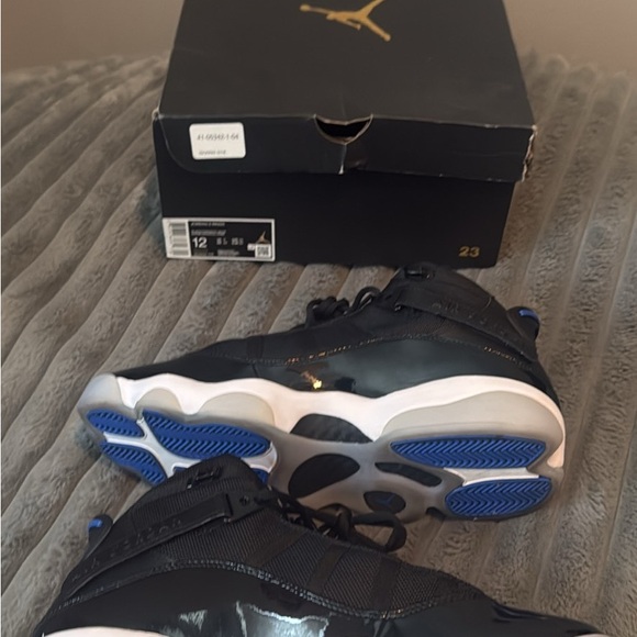 Jordan 6 Rings Black and Hyper Royal Sneakers